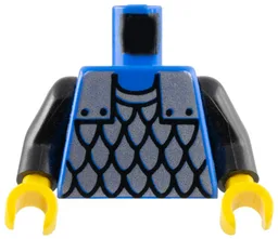 Torso Castle Silver Scale Mail Armor Pattern / Black Arms / Yellow Hands