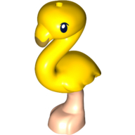 Lego Animal, Bird, Flamingo with Light Nougat Leg, Black Eye and Olive Green Beak / Yellow
