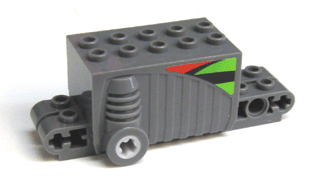 Lego Pullback Motor 9 x 4 x 2 2/3 with Red, Lime and Black Pattern on Both Sides (Stickers) - Set 8384