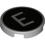 Tile Round 2 x 2 with 'E' on Black Background Print / Light Bluish Gray