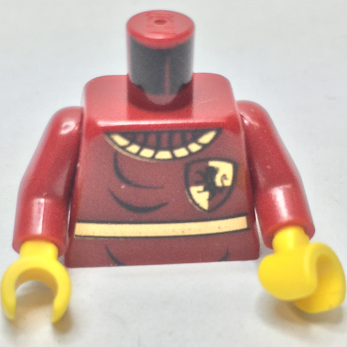 Lego Torso Quidditch Sweater with Gryffindor Crest Print, Dark Red Arms, Yellow Hands / Dark Red