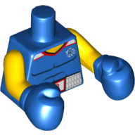 Lego Torso Tank Top with Team GB Logo, Muscles, and Belt with 'GB' Print, Yellow Arms, Blue Boxing Gloves / Blue