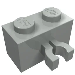 Brick Special 1 x 2 with Vertical Clip [Thick U Clip] / Light Gray