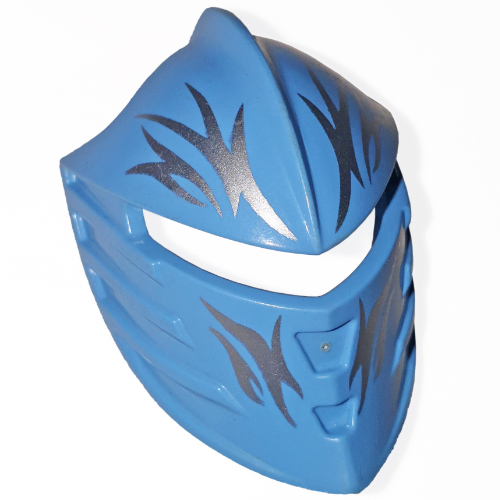 Lego Large Figure Mask / Visor, Jayko with Silver Print / Medium Blue