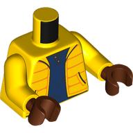 Lego Torso, Puffed Jacket, Pockets, Dark Blue Shirt print, Yellow Arms, Reddish Brown Hands / Yellow