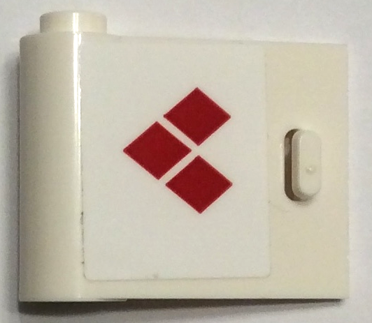 Lego Door 1 x 3 x 2 Left - Open Between Top and Bottom Hinge with 3 Red Diamonds Pattern (Sticker) - Set 70921