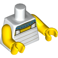 Lego Torso Tunic with Blue and Gold Egyptian Collar Print, Yellow Arms and Hands / White