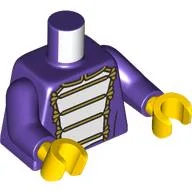 Torso, Marching Band Uniform, White Front, Gold Decorations Print, Dark Purple Arms, Yellow Hands / Dark Purple