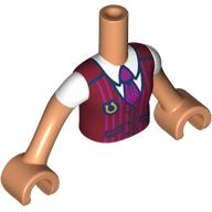 Lego Minidoll Torso Girl with Nougat Arms and Hands with Dark Red Jacket, Gold 'C', Dark Pink Tie, White Shirt print / Nougat