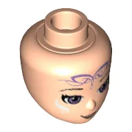 Minidoll Head, Medium Lavender Eyes and Elven Tattoo Print [Aira] / Light Nougat