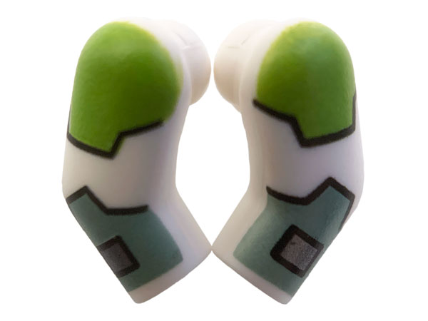 Lego Arm, (Matching Left and Right) Pair with Lime and Sand Green Armor Pattern