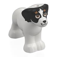 Lego Animal, Dog Labrador with Black Head, Brown Eyebrows print / White