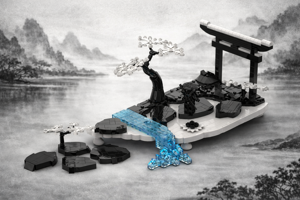Lego Samurai Diorama - Black & White