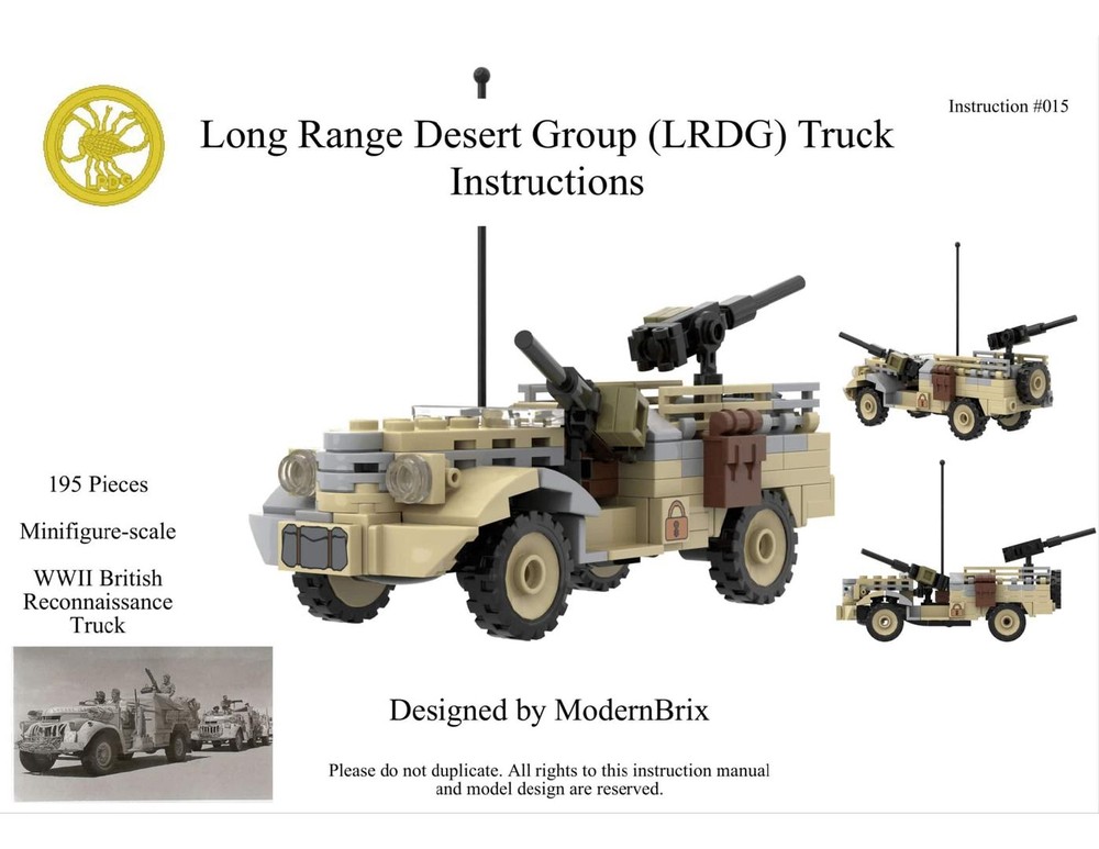 Lego WWII Long Range Desert Group Truck Custom Building instructions