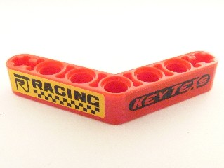 Lego Technic, Liftarm, Modified Bent Thick 1 x 7 (4 - 4) with 'RACING' and 'KEY TEXS' Pattern (Stickers) - Sets 8041 / 42041