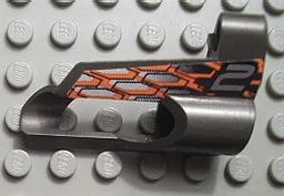 Technic, Panel Fairing # 5 Small Short, Large Hole, Side A with Silver Number 2, Black and Orange Hexagons Pattern (Sticker) - Set 8468