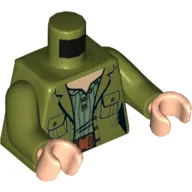 Torso Jacket, Pockets, Buttons, Sand Green Shirt, Belt Print, Olive Green Arms, Light Nougat Hands / Olive Green