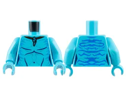 Torso Na'vi with Blue Markings, Silver Pendant Necklace, and Silver Spots Pattern / Medium Azure Arms / Medium Azure Hands