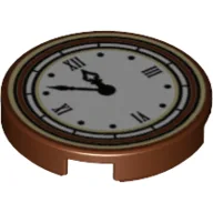 Tile Round 2 x 2 with Roman Numerals Clock Print / Reddish Brown