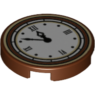 Lego Tile Round 2 x 2 with Bottom Stud Holder with Roman Numerals Clock Print