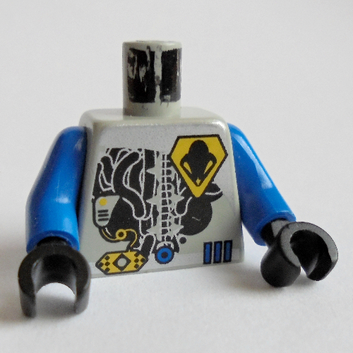 Lego Torso UFO Yellow Insignia & 3 Blue Bars Print, Blue Arms, Black Hands / Light Gray