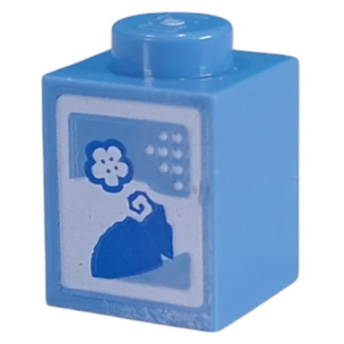 Lego Brick 1 x 1 with Blue Milk / Bantha Carton Print / Medium Blue