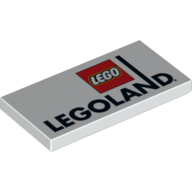 Lego Tile 2 x 4 with LEGO Logo and 'LEGOLAND' Print / White