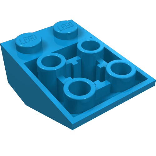 Lego Brick Sloped Inverted 33° 3 x 2, Connections between Studs, Ovoid Bottom Pin / Dark Azure