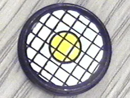 Tile, Round 2 x 2 with Black Grid and Yellow Dot Pattern (Sticker) - Set 8829