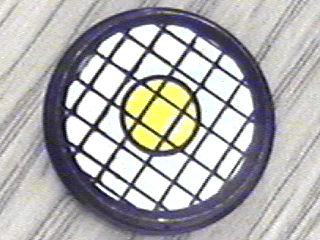 Lego Tile, Round 2 x 2 with Black Grid and Yellow Dot Pattern (Sticker) - Set 8829
