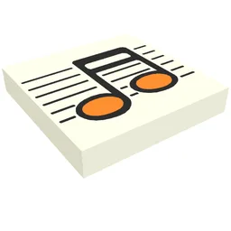 Tile 2 x 2 with Black / Orange Music Note Print / White