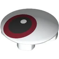 Plate Round 2 x 2 with Rounded Bottom with Eye, Dark Red Iris Print