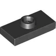 Plate Special 1 x 2 with 1 Stud with Groove and Inside Stud Holder (Jumper) / Black