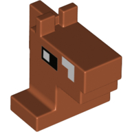 Lego Animal Body Part, Horse Head 1 x 2 with Pixelated White Squares and Brown Nose Print / Dark Orange