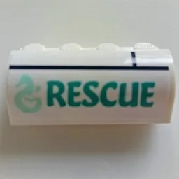Slope, Curved 2 x 4 x 1 1/3 with 4 Recessed Studs with Seahorse and 'RESCUE' Pattern (Sticker) - Set 41378