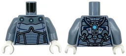 Torso Armor with Medium Azure Circles on Metallic Light Blue Chest Panel, Dark Blue Lines Pattern / Sand Blue Arms / White Hands