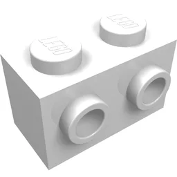 Brick Special 1 x 2 with 2 Studs on 1 Side / White