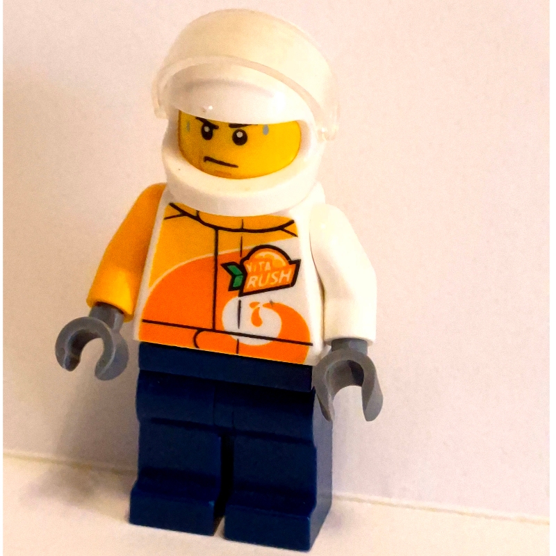 Lego Pilot - White Torso, Dark Blue Legs, White Helmet