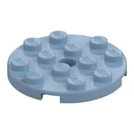 Plate Round 4 x 4 with Pin Hole / Sand Blue