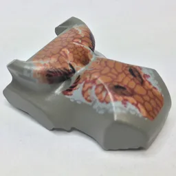 Animal Body Part, Dinosaur, Spinosaurus Head with Dark Orange and Light Gray Scales / Dark Gray