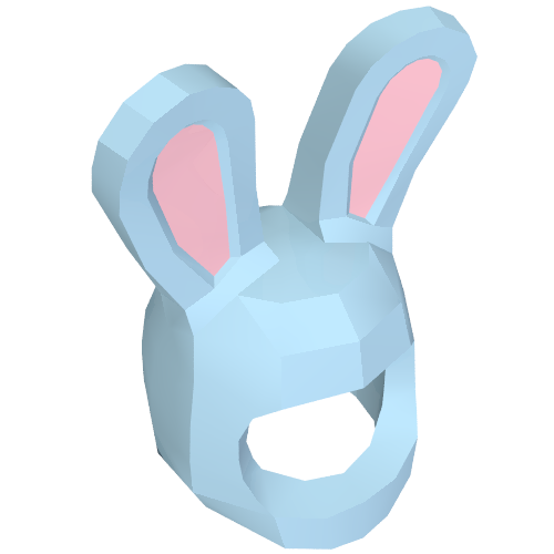 Lego Costume / Mask, Rabbit / Bunny Ears with Bright Pink Auricles Print / Bright Light Blue