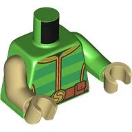 Torso, Green/Bright Green Striped Sweater, Gold Trim, Belt Buckles, Nougat Belt print, Tan Arms and Hand / Bright Green
