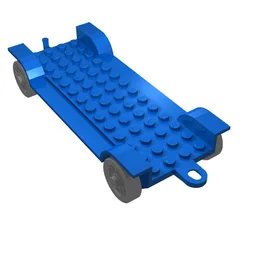 Fabuland, Vehicle Base, Car Chassis 14 x 6.5 with Tow-Hook and Light-Gray Wheels / Blue
