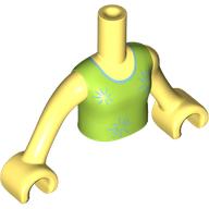Lego Minidoll Torso Girl with Lime Dress, Metal Blue Trim, Stars print, Bright Light Yellow Arms and Hands [Plain] / Bright Light Yellow
