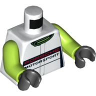 Lego Torso Racing Jacket with 'Porsche Motorsport' Print, Lime Arms, Black Hands / White