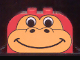 Lego Slope, Curved 4 x 2 x 2 Double with 4 Studs with Animal (Dinosaur / Gorilla) Face Pattern / Red