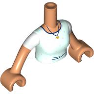 Lego Minidoll Torso Woman with Light Aqua Top, White Sleeves, Dark Blue Trim, Necklace print, Nougat Arms and Hands / Nougat