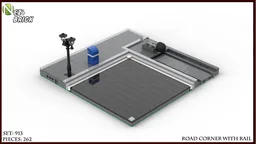 NEXTBrick System Road Corner With Rail