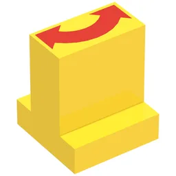 Duplo Brick 2 x 2 x 2 with 1 x 2 Center with Double Sided Arrow Print (Train Track Switching Control) / Yellow