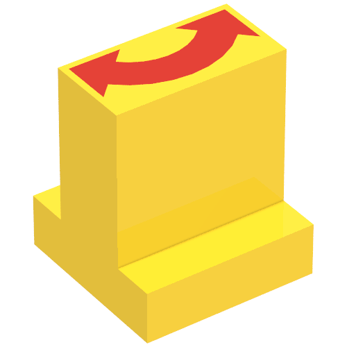 Lego Duplo Brick 2 x 2 x 2 with 1 x 2 Center with Double Sided Arrow Print (Train Track Switching Control) / Yellow